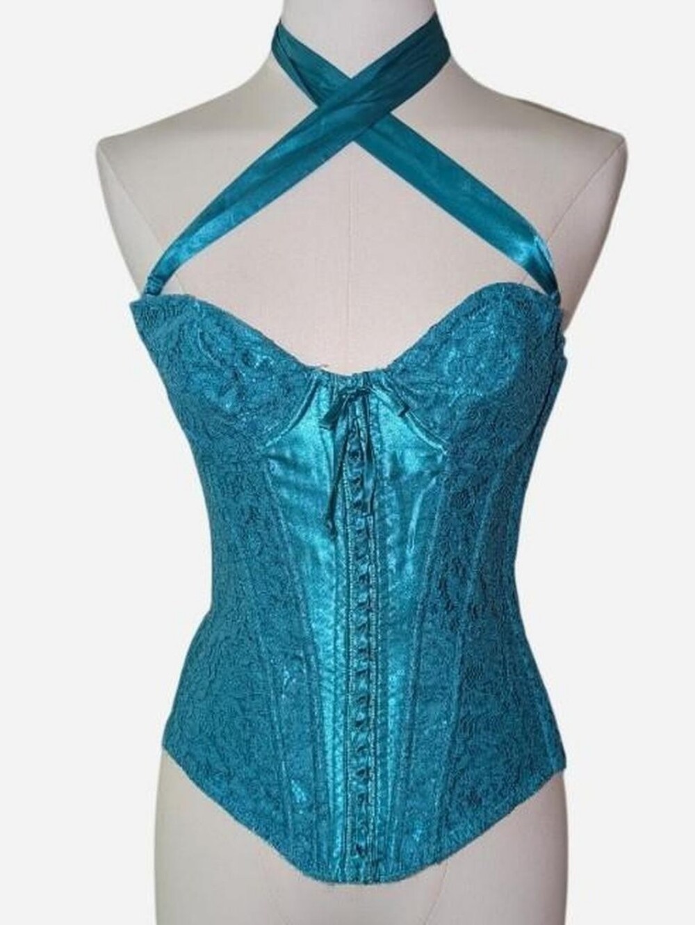 Y2K Fredericks of Hollywood Teal Lace Corset (Size 32)‼️Price is firm